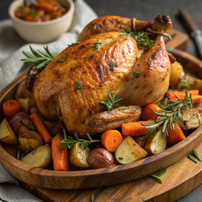 Ingredients for Friday Chicken Roast (Serves 4) Tanmiah Chicken Whole 1kg + Potato 2kg + Red Onion 1kg + Carrot 500g + Parsley 1 bundle + Coriander 1 bundle