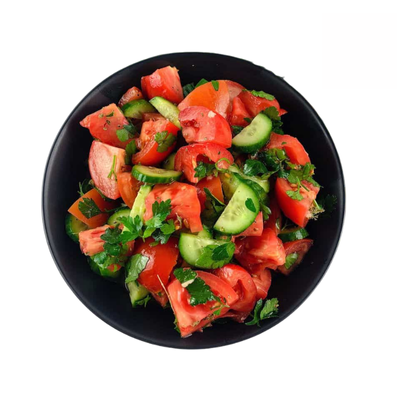 Ingredients for Tomato Cucumber Salad (Serves 2) Tomato 500g + Cucumber 500g + Arugula 1 bundle + Lemon 250g + AlJameel Extra Virgin Olive Oil 500ml